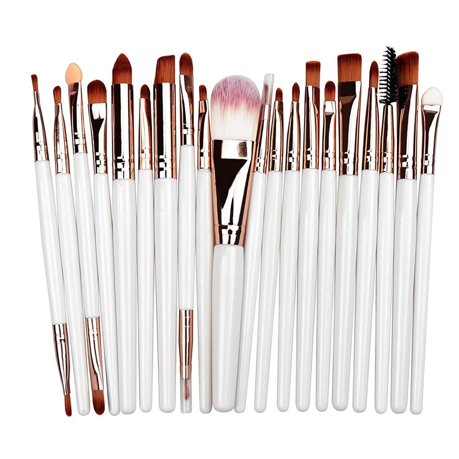 Female Makeup Brushes Set 20pcs Professional Cosmetics for Face Eyeshadow Eyebow Eyelash Lip Highlighter Powder Foundation Make Up Brush Kit Tools (White)