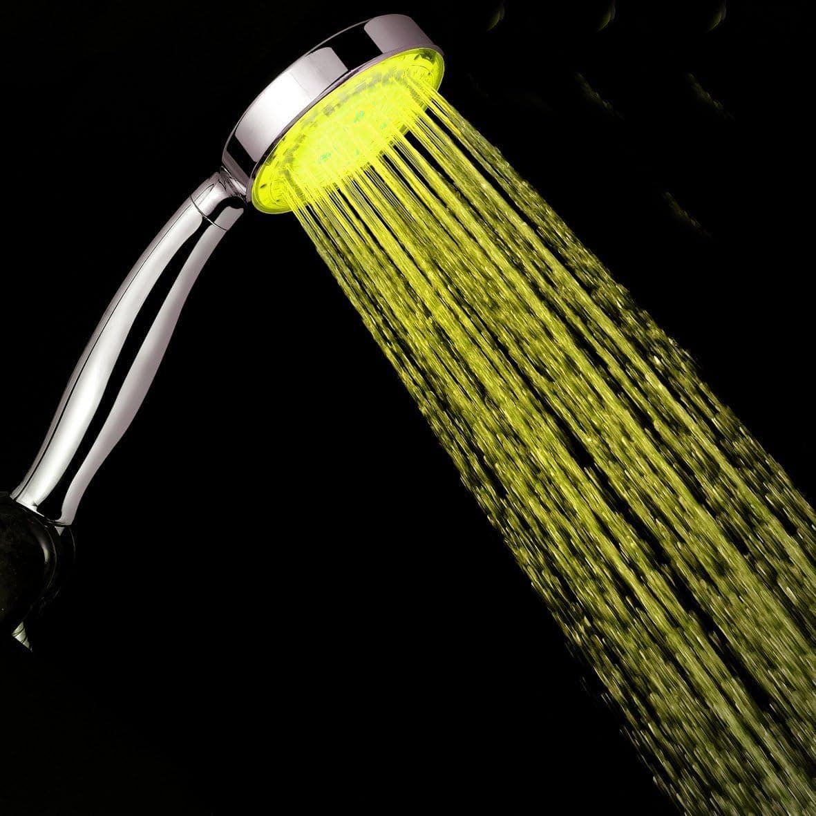 Virtuous 7 Color LED Lights Colors Changing Shower Head - Bathroom Shower Head with Air Turbo Pressure Boost Technology,for your Bathroom Add Fun to Shower(Battery-less, Water-powered)
