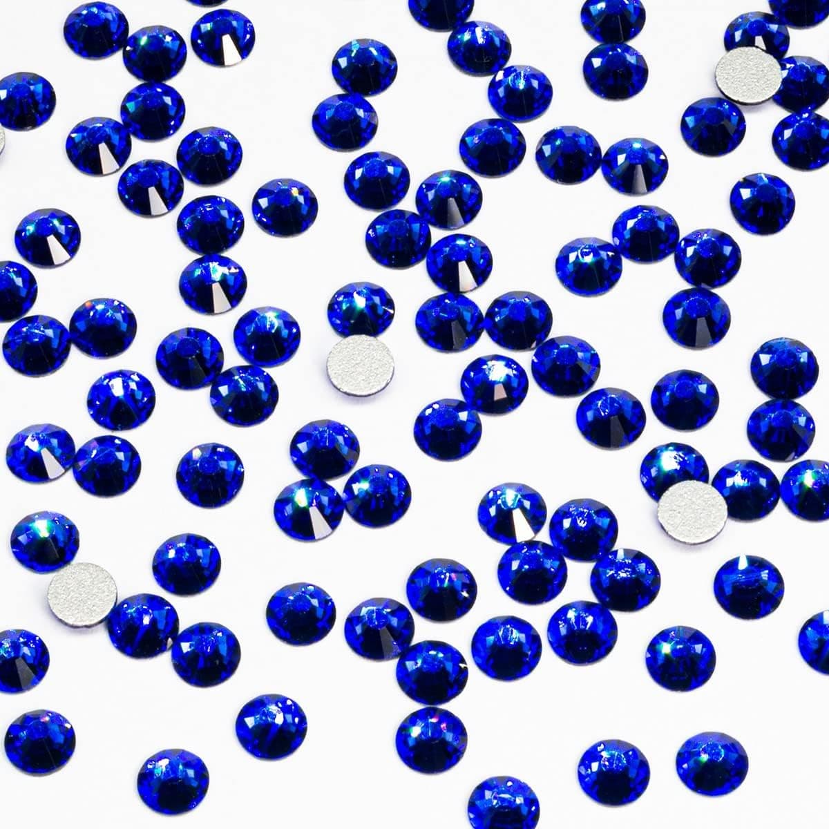 1800pcs Royal Blue Nail Rhinestones SS10 2.8mm bulk Sapphire Blue Nail Art Round Flatback K9 Glass Gems Beads Stones Diamonds Glitter Nail Charms Nail Jewels Gluefix for Nails Eye Makeup Clothes Shoes