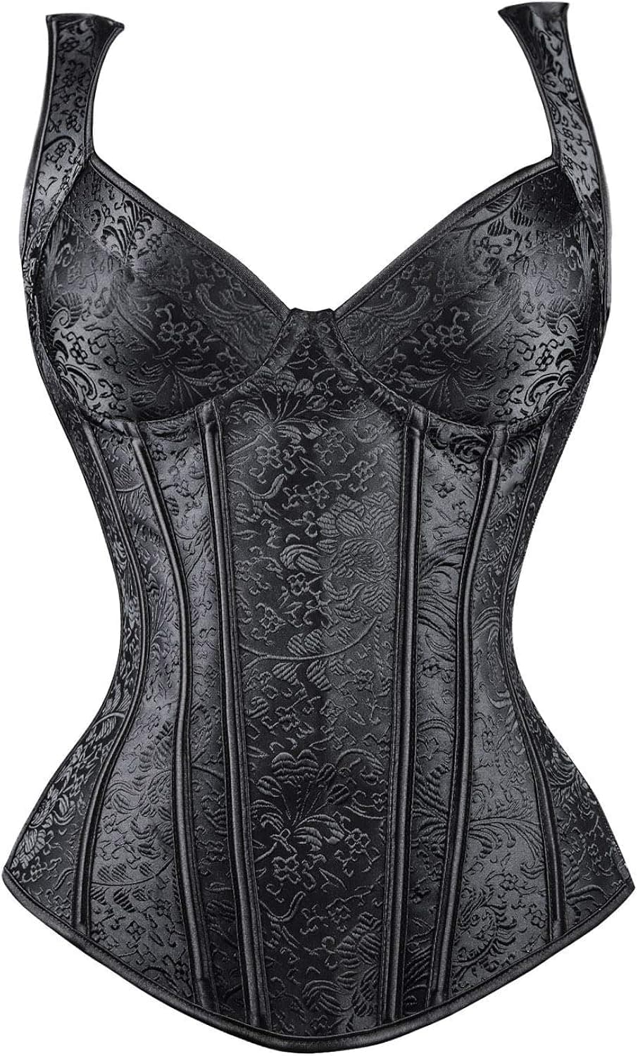 Kimring Women's Gothic Jacquard Shoulder Straps Tank Overbust Corset Bustiers