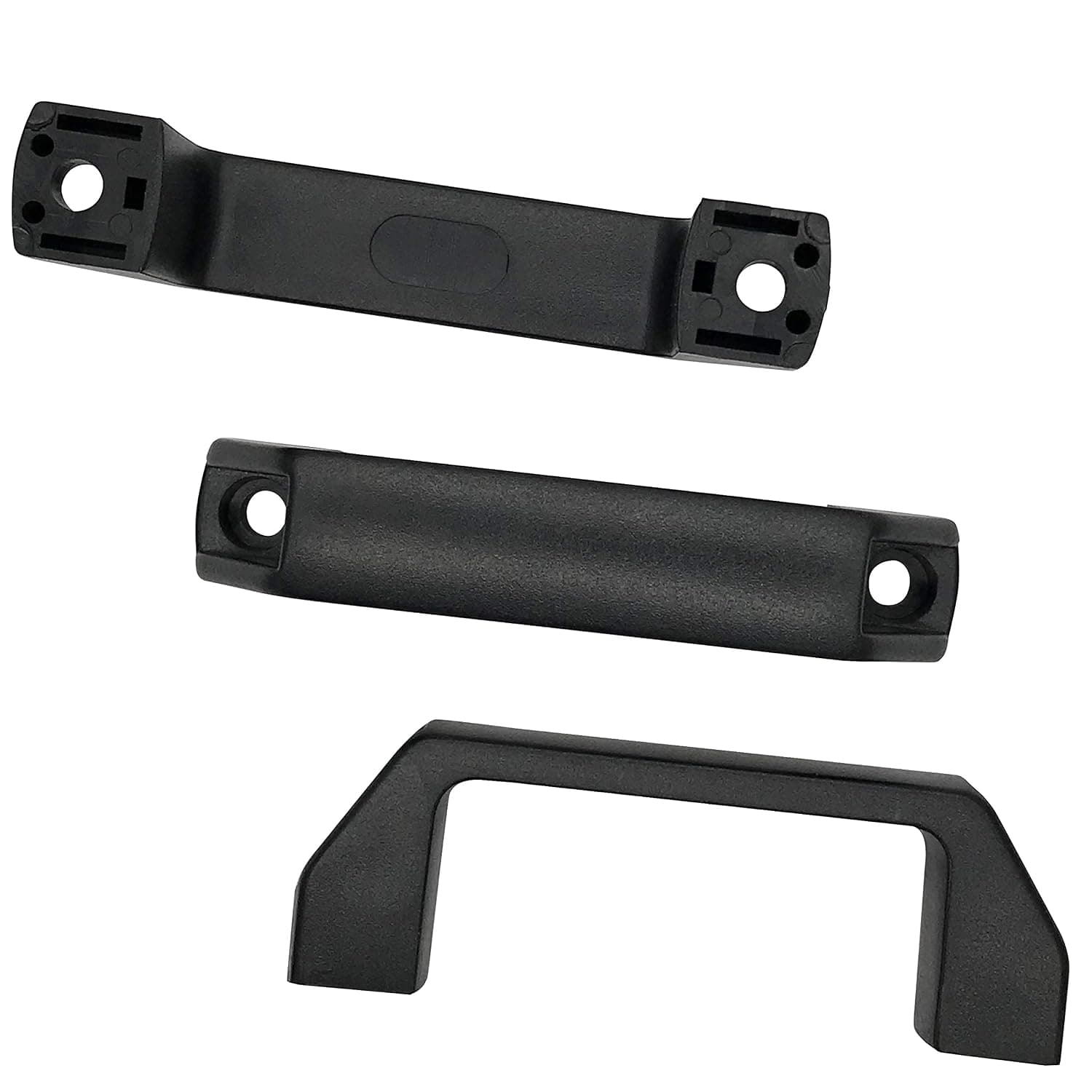NGe Black Plastic Pull Handle Grip, Rectangular Section, Electrical Cabinet Industrial Handle, 90mm Hole Distance, 3Pcs