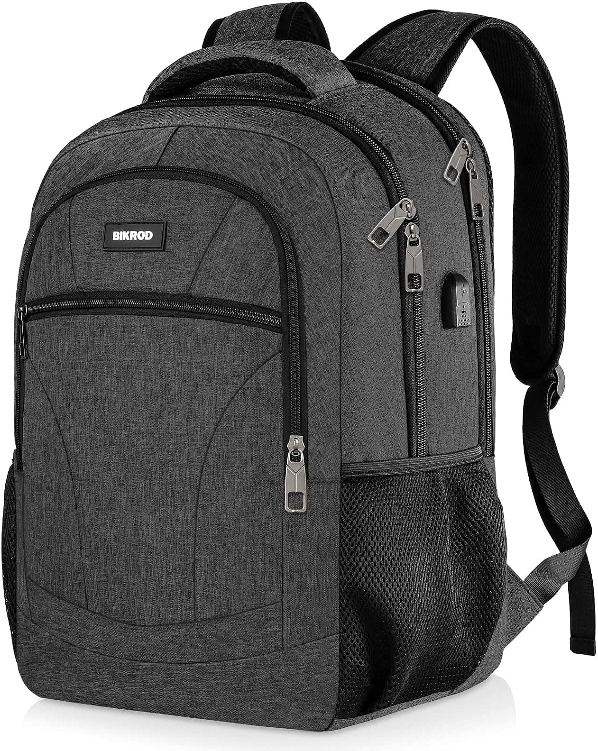 Backpack for Men, Travel Laptop Backpacks for Colleges Water Resistant Back Pack with USB Charging Port, Business Anti Theft Durable Computer Bag Gifts for Women Fits 15.6 Inch Laptop, Black