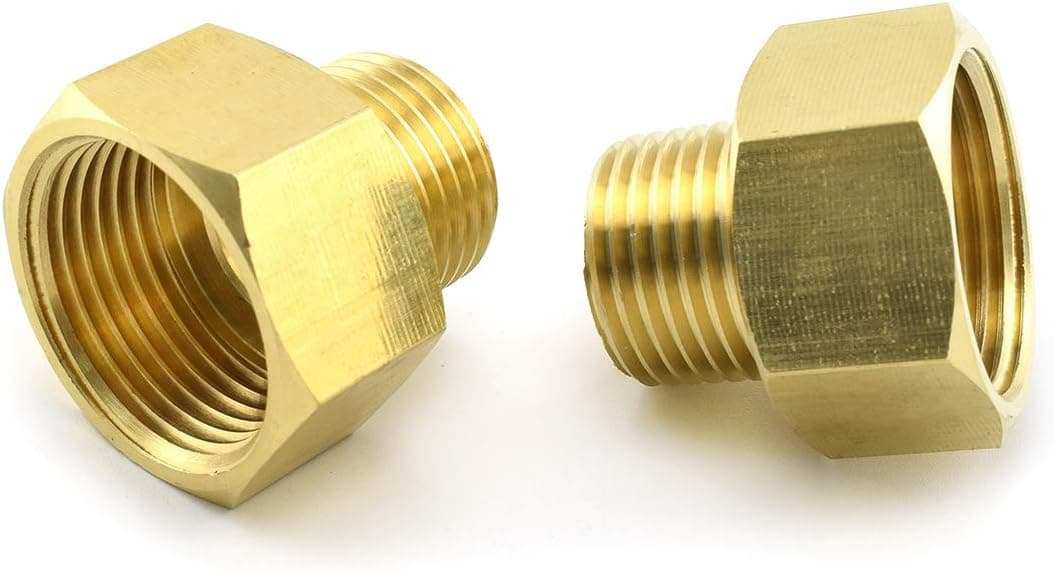 MARRTEUM Brass Pipe Fitting Adapter 1/2" NPT Male to 3/4" NPT Female Reducer Connector, 2pcs