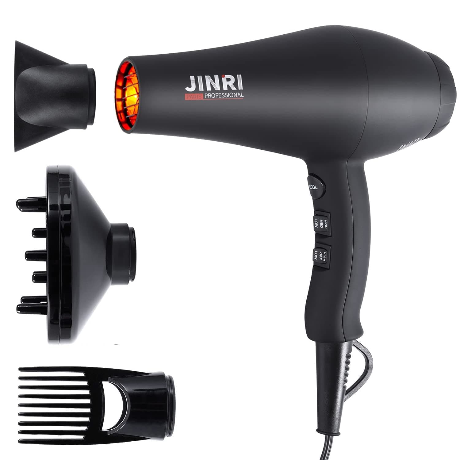 𝐈𝐧𝐟𝐫𝐚𝐫𝐞𝐝 𝐇𝐚𝐢𝐫 𝐃𝐫𝐲𝐞𝐫, Professional Salon Negative Ionic Blow Dryers for Fast Drying, Pro Ion Quiet Hairdryer with Diffuser & Concentrator & Comb