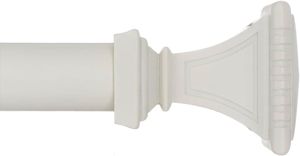 Ivilon Decorative Window Curtain Rod - Carved Square Finials, 1 1/8 in Rod, 28 to 48 in. White/Ivory