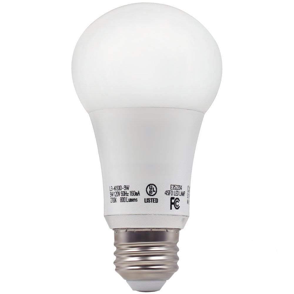 TORCHSTAR A19 LED Light Bulb, 9W=60W 800 Lumens, Omni-Directional Beam, E26 Base, 2700K Soft White, UL-Listed