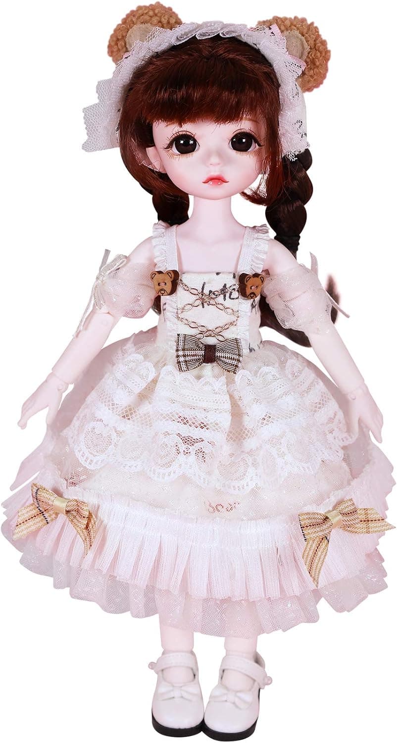 ICY Fortune Days 11 Inch 1/6 Scale Little Angel Series 28 Ball Joints Doll, 28 Joints Doll, Best Gift for Girls (Bear)