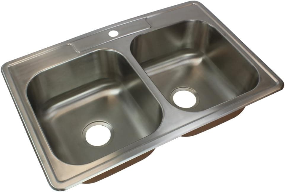 Transolid CTDE33228-1 Kitchen Sink, 33-in x 22-in x 8-in, Stainless Steel