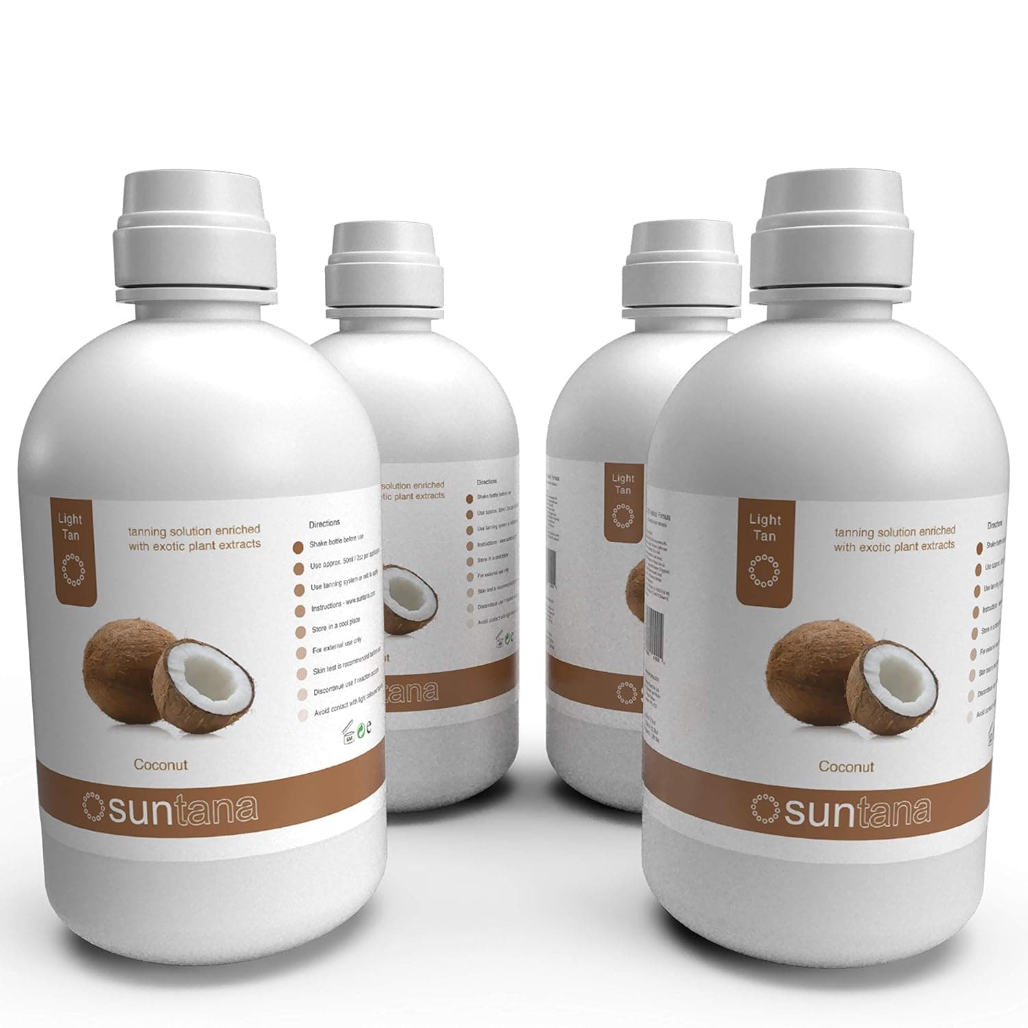 Suntana Spray tan Coconut Fragranced Sunless Spray Tanning Solution, Light Tan, 8% DHA - 128oz (4 x 32oz)
