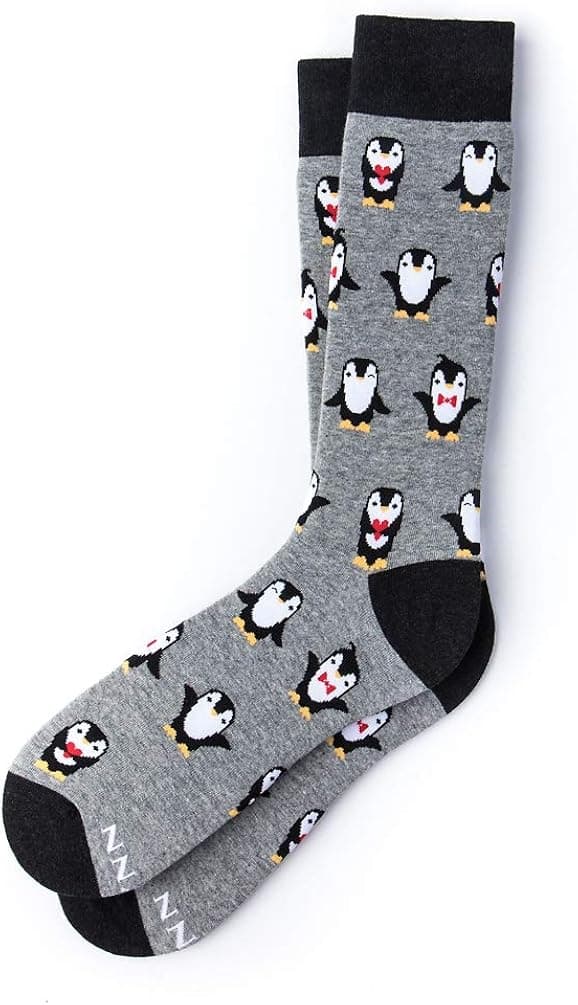 "Penguins Are Chill" Men's Hipster Novelty Crew Carded Cotton Animal Socks (1 Pair)