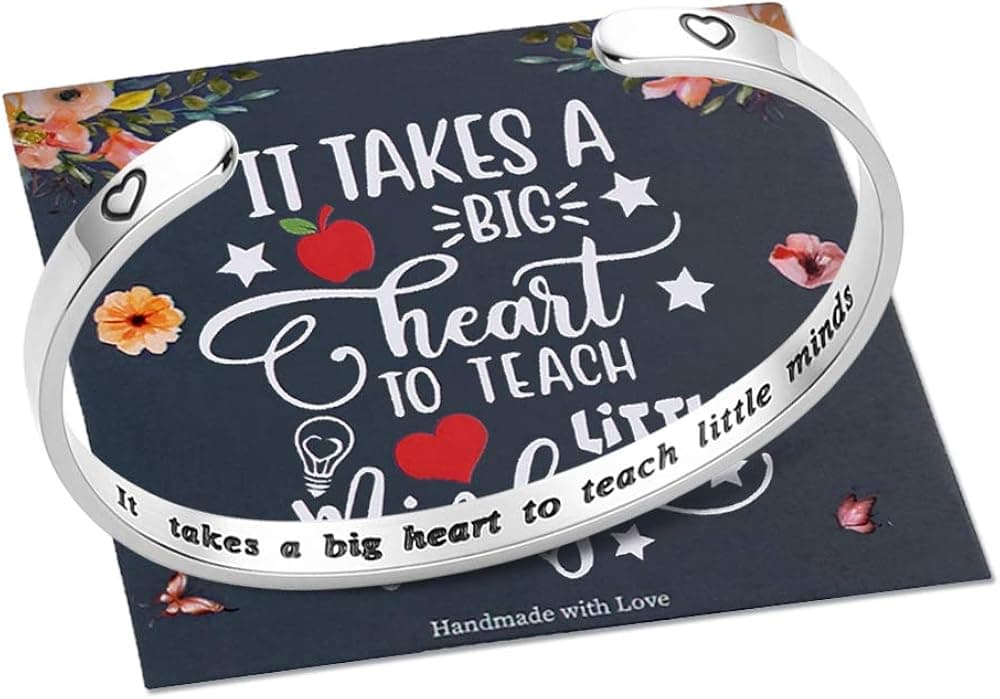 M MOOHAM Teacher Appreciation Gifts for Women Bracelet, Engrave Quote Teacher Bracelet Jewelry Teacher Appreciation Week End of Year Christmas Thank You Gifts, Retirement Gifts for Teacher