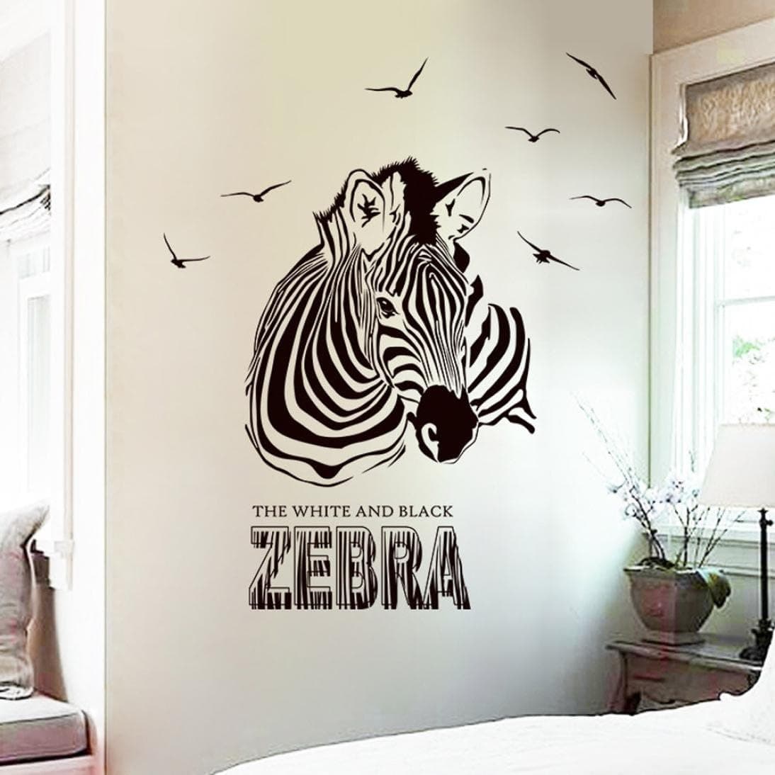 Iuhan Huge Zabra Vinyl Wall Sticker Zebra Wall Decals Animal Print Home Murals Decor