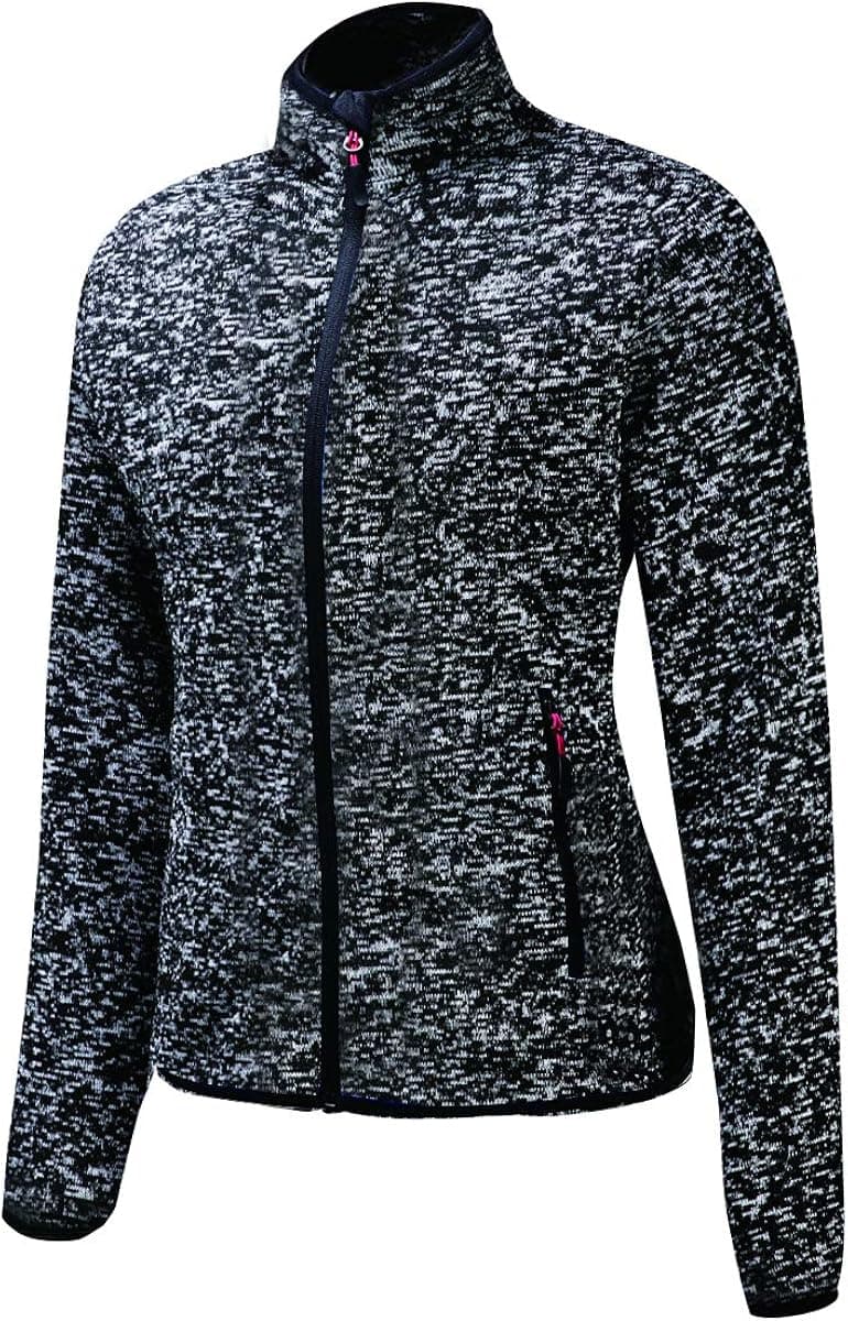Women’s Stand Collar Jacket Zip Up Sweater Jacket Sportswear Fleece Jacket for Women(Grey Medium)