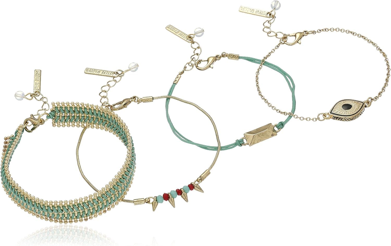 Steve Madden "Tribal Fusion" Eye and Bead Set of Strand Bracelet, 7" + 1" Extender