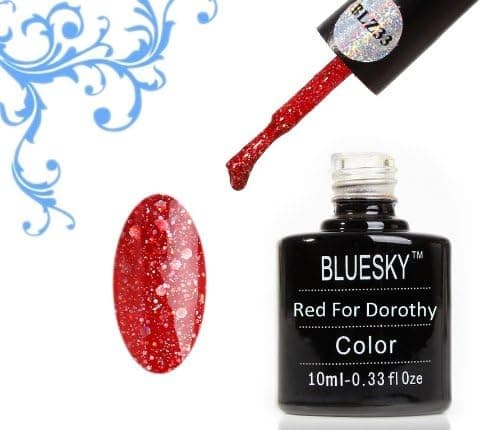 Bluesky Color Soak Off UV Gel Nail Polish LED Salon Manicure #33 Red For Dorothy Glitter .33 oz 10ml