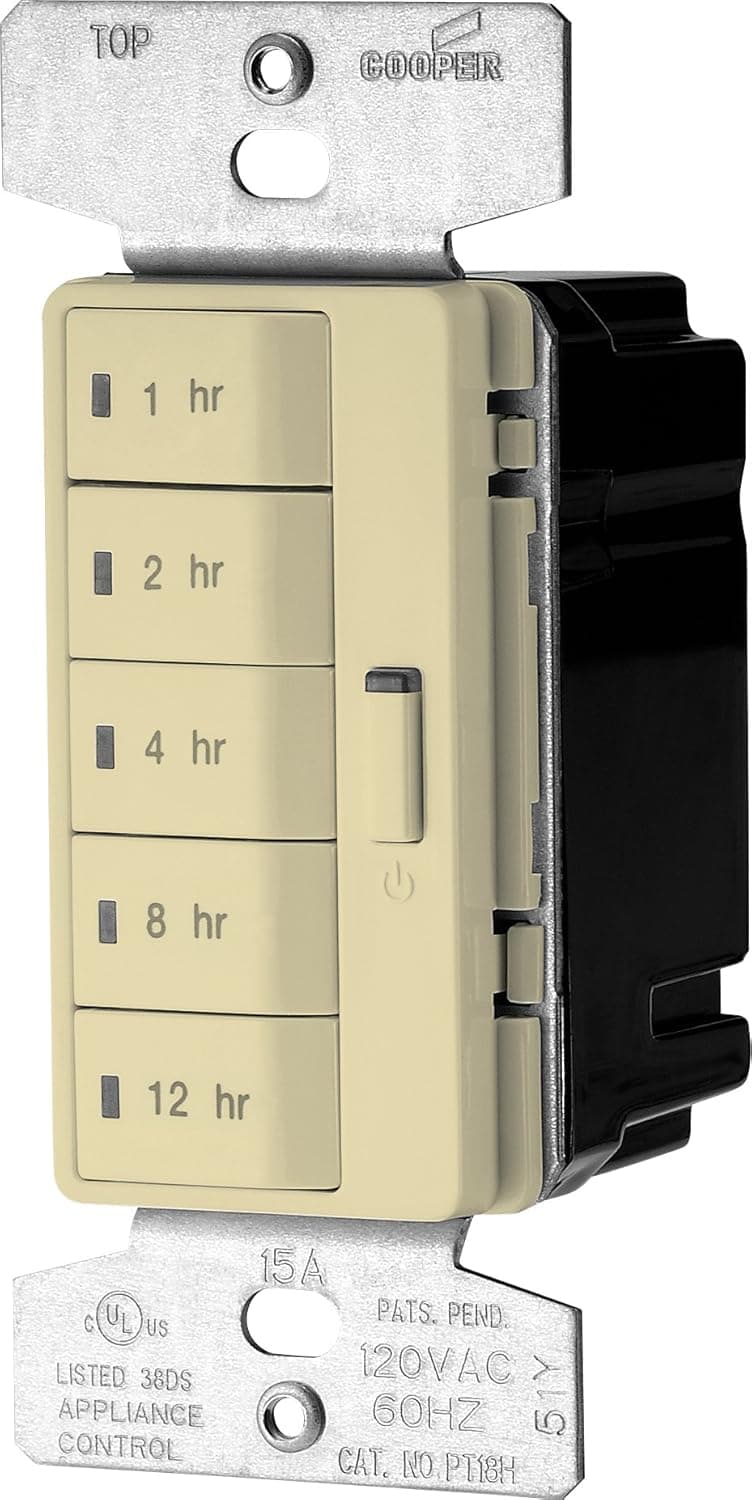EATON PT18H-V-K Accell Core Programmable Timer, 120 V, 15 A, 1, 2, 4, 8, 12 Hr Off