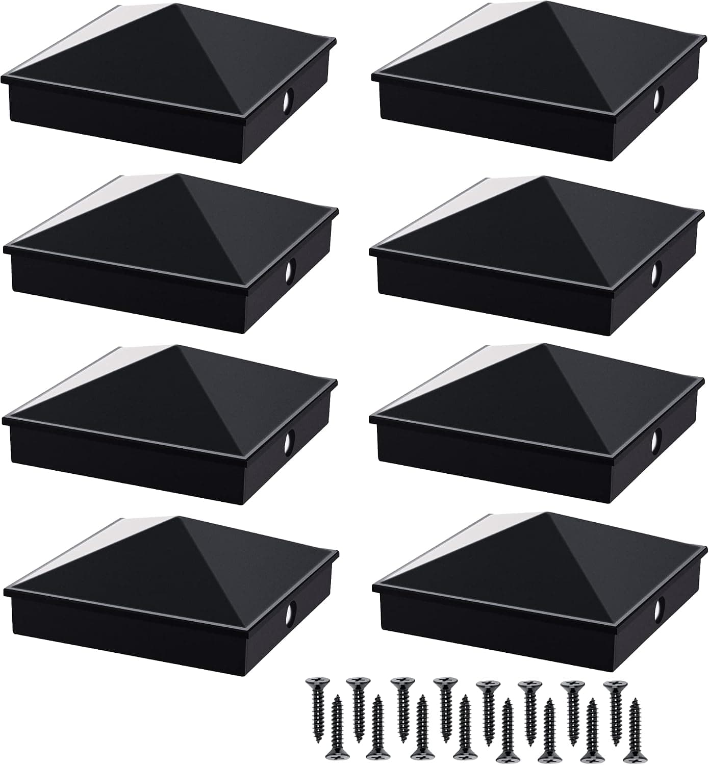4x4 Aluminum Pyramid Post Caps Cover for 4x4 Nominal Wood Post(Actual 3.5 x 3.5"), Used for Outdoor Wood Post Fence/Mailboxes/Corridor/Decks(8 Pcs)