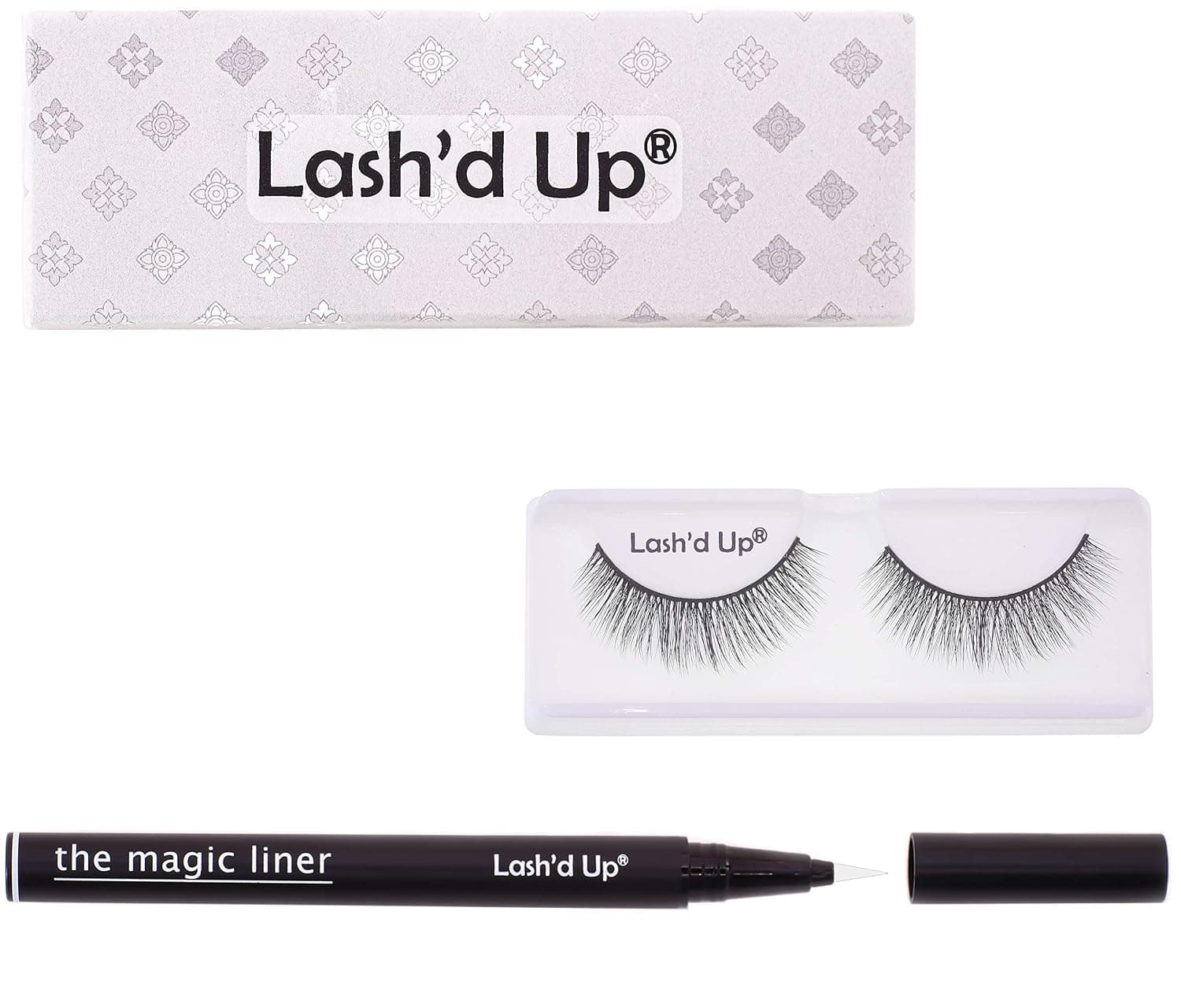 Lash'd Up Glue Liner (Clear, Extra Strong) Pen & Lashes Included, bonds with all Regular [Not Magnetic] Lashes, No Magnets No Glue needed (Short & Black)