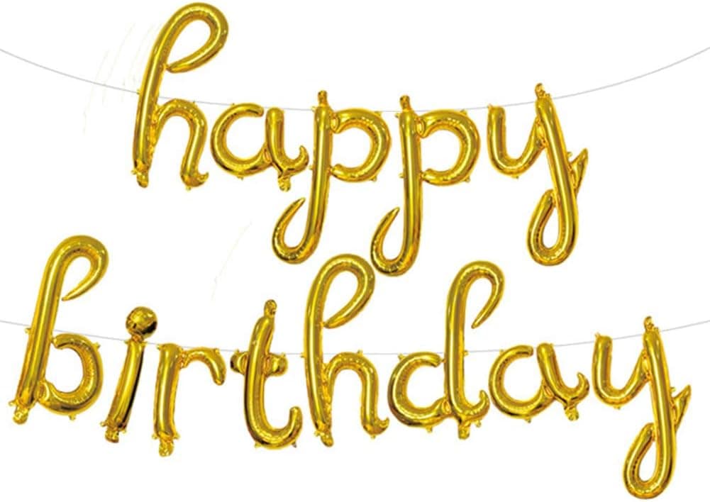 Tellpet Happy Birthday Balloons Banner for Party Decorations, Gold