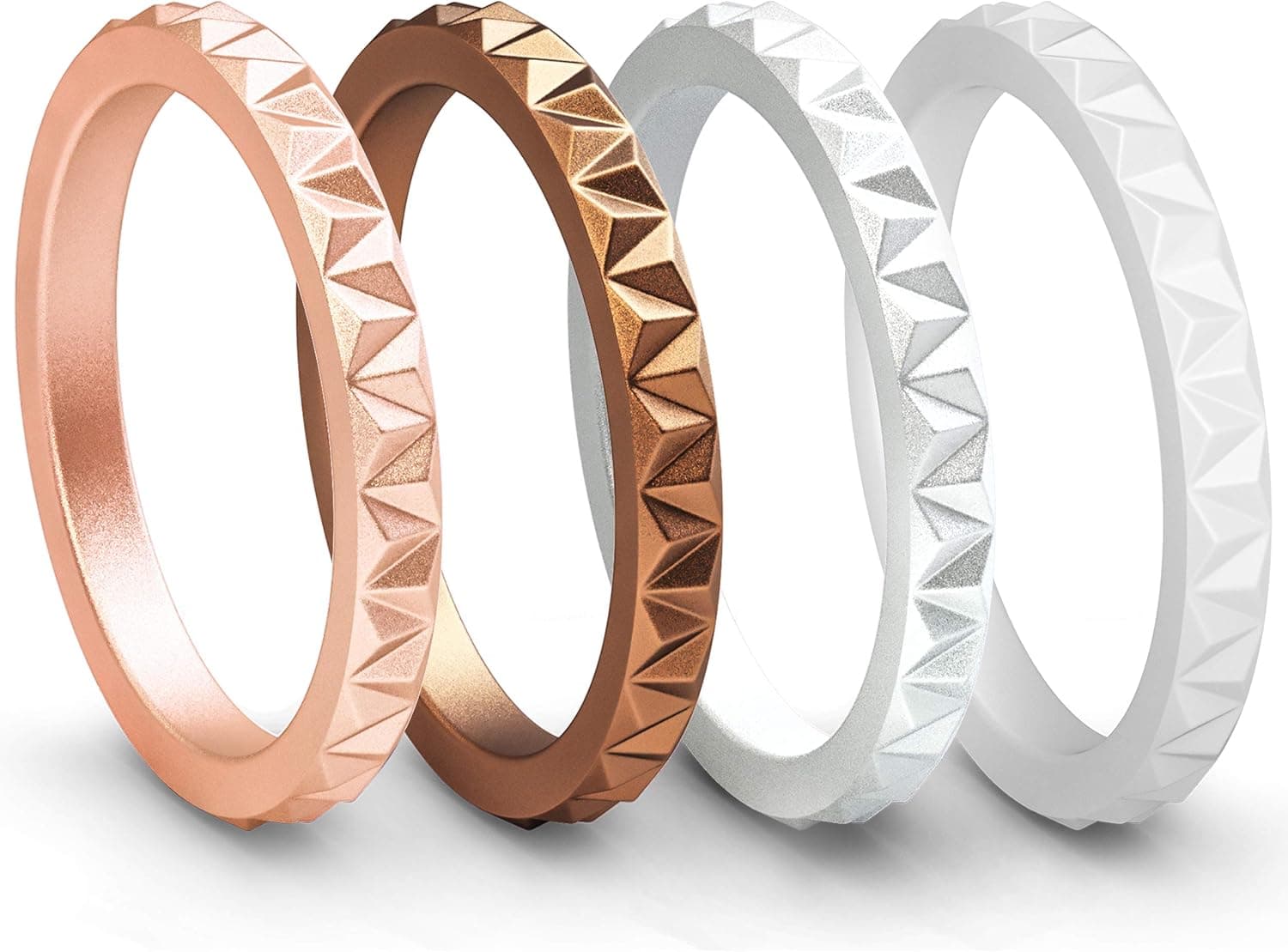 ThunderFit Womens Triangle Diamond Stackable Band - Thin Silicone Wedding Rings - 2.5mm Wide - 2mm Thick