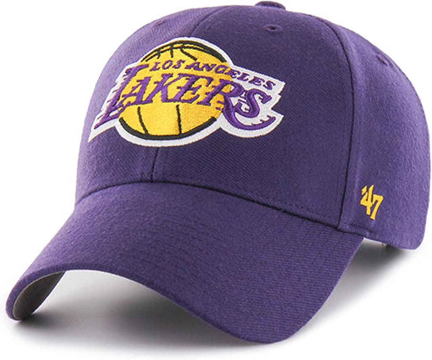 '47 NBA Los Angeles Lakers Clean up Adjustable Hat, Black, One Size (Purple, One Size)