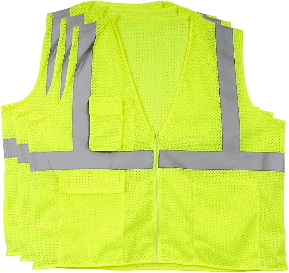 SAFEGEAR 3-pk. Type R Class 2 Safety Vest with Pockets & Hook/Loop Closure