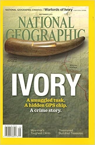 National Geographic - September, 2015. Warlords of Ivory; Chameleons; Mes Aynak - Ancient Buddhist Artifacts; American Flora and Fauna; Myanmar Climb - Hkakabo Razi