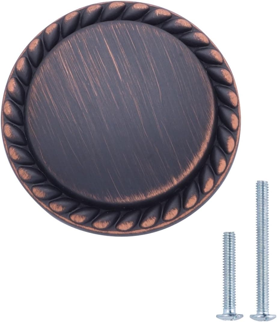 Amazon Basics Round Braided Cabinet Knob, 1.25-inch Diameter, Oil Rubbed Bronze, 25-Pack