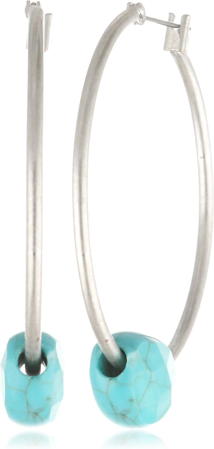 Kenneth Cole New York Semi Precious Turquoise Bead Hoop Earrings