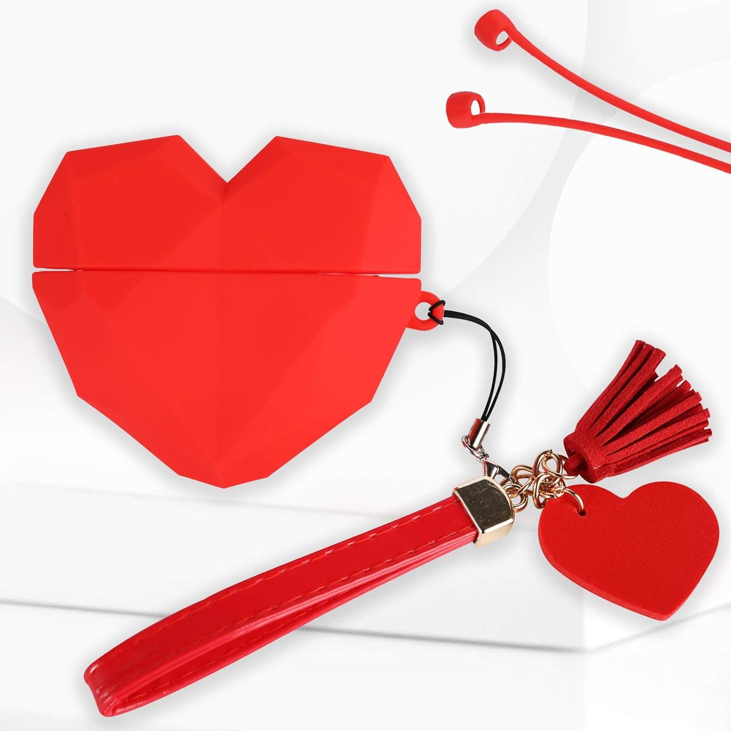 EAQ Airpods Pro Case Cover, Heart 3D Cute Silicone Case, Cool Airpodcase Skin Compatible with Apple AirPods (2019) Accessories Keychain Best Gift for Teengirls Girl Women (Red Heart)
