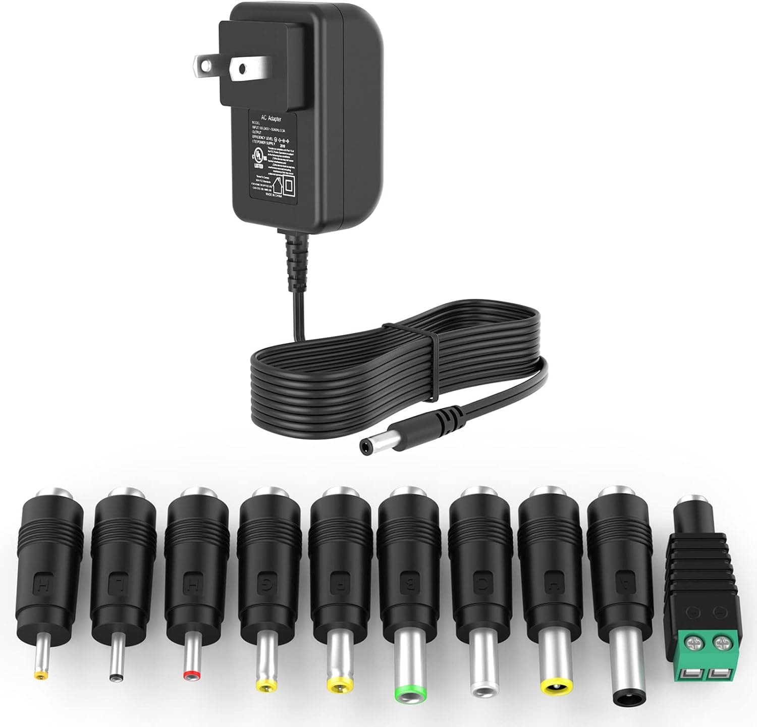 DONYOIE 12V 1A Power Supply 12 Volt Charger 1000mA 12W Max Regulated Switching AC to DC Cord Adapter with 10 Replacement Connector 100V - 240V Input Adaptor US Wall Plug Certified by UL