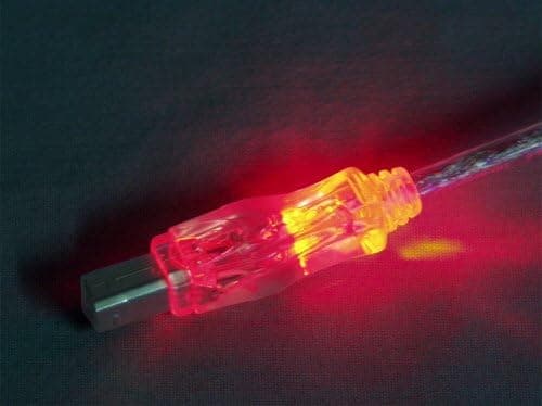 QVS 6-Feet USB 2.0 Translucent Lighted Cable with Red LEDs (CC2209C-06RDL)