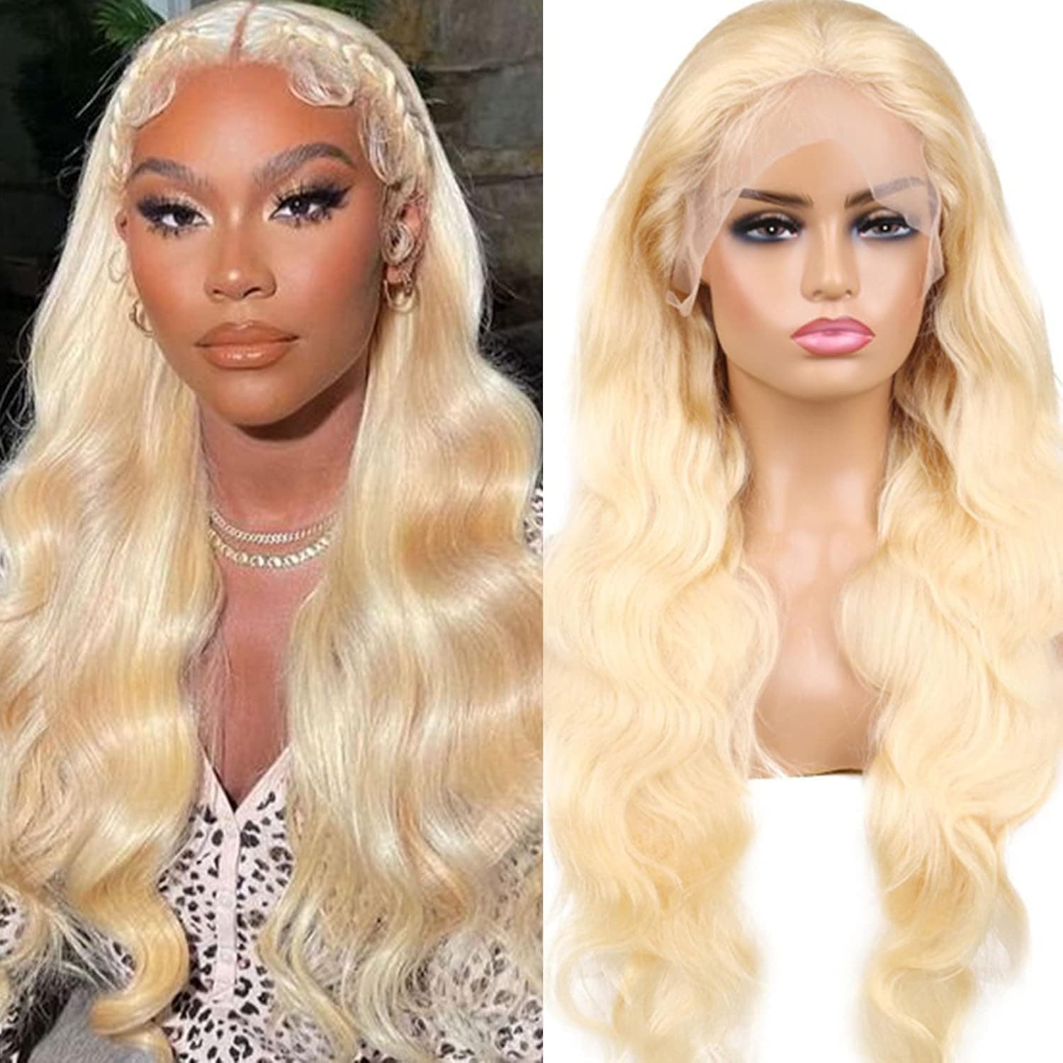 Wigs for Black Women Human Hair 13x4 HD Lace Front Wigs Pre Plucked Frontal Wigs Human Hair 613 Glueless Short Bob Body Wave Wigs Human Hair Lace Front Wigs 150% Density 22 Inch Long Wavy Brazilian Virgin Hair