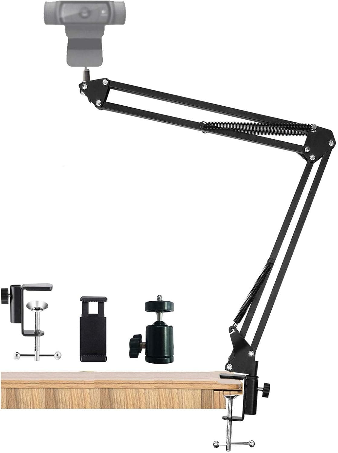 Desktop Webcam Stand Scissor Arm Stand Overhead Webcam Mount, Compatible with Standard 1/4-Inch Screw for Logitech Webcam C922 C930e C930 C920 C615
