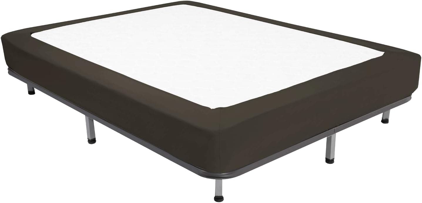 N&Y HOME Box Spring Cover, Sleek Alternative for Bed Skirts, Wrap Around Elastic, Full, Brown