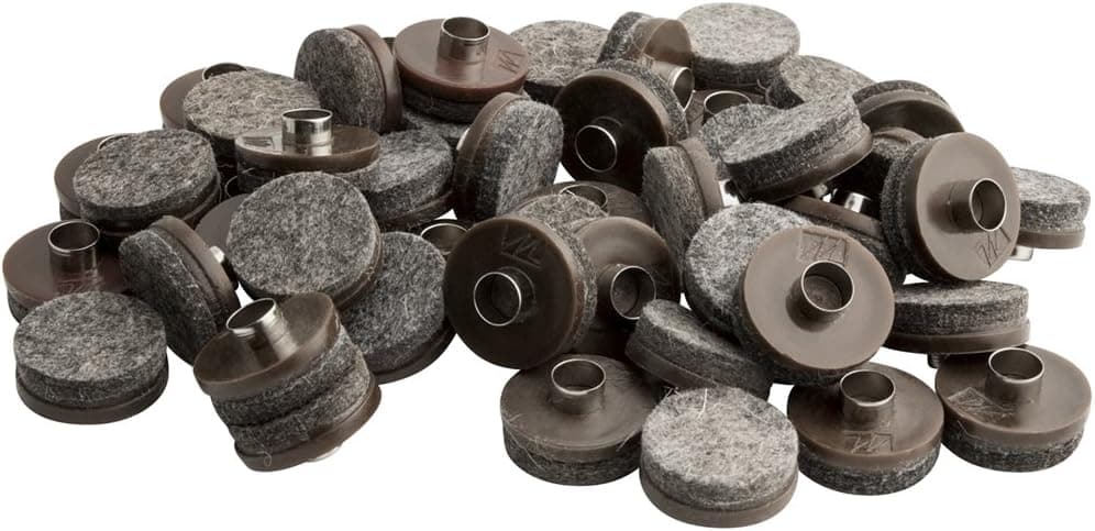 SoftTouch 7/8" Round Nail-On Felt Furniture Glides - Surface Protection for Wooden Furniture, Brown (48 Pack)