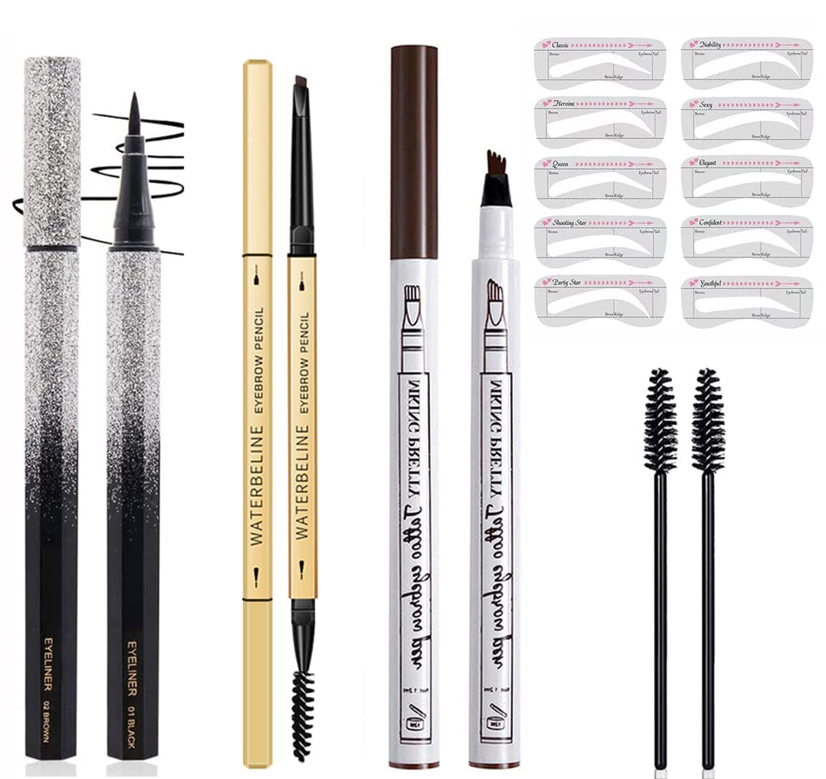 Eyebrow Tattoo Pencil, Eyeliner Pencil with Eye Makeup Long Lasting Waterproof and Smudgeproof Natural Looking Brows (Dark Brown/Black)