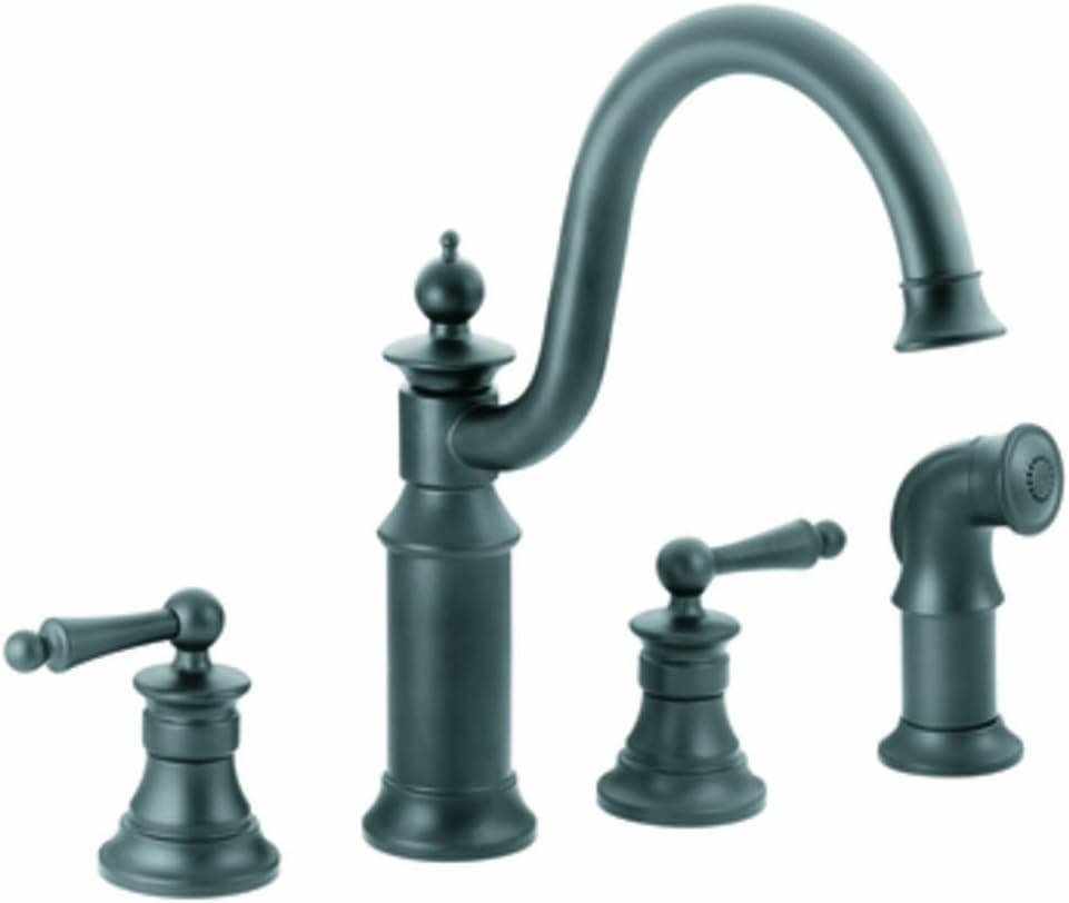Moen S712WR Waterhill Two-Handle High Arc Kitchen Faucet, Wrought Iron