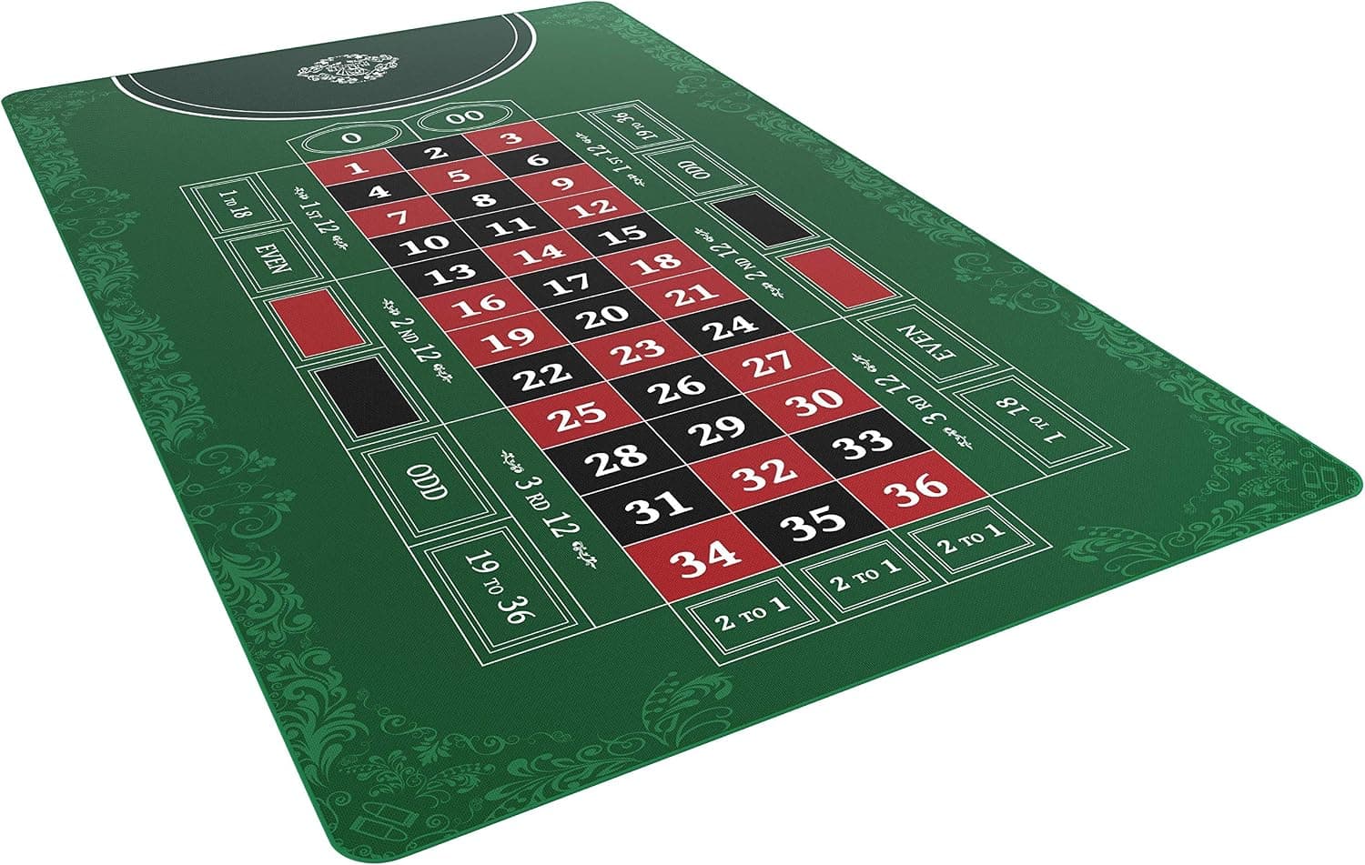 Bullets Playing Cards - Roulette Layout - Table Top Mat 60" x 35" - Deluxe Playing mat for Casino Night