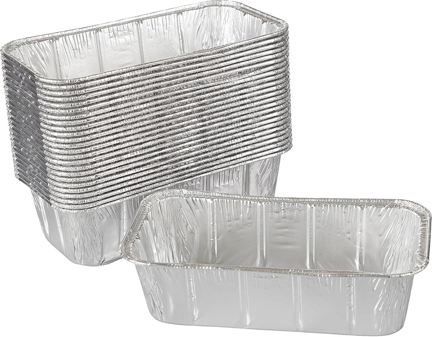 Paksh Disposable Aluminum Loaf Pans (Pack of 50) - Bread Tin Suitable as Baking Pan for Brownies, Pound Cakes, Meatloaf, Carry Out, and Meal Prep | 10 x 5 x 3