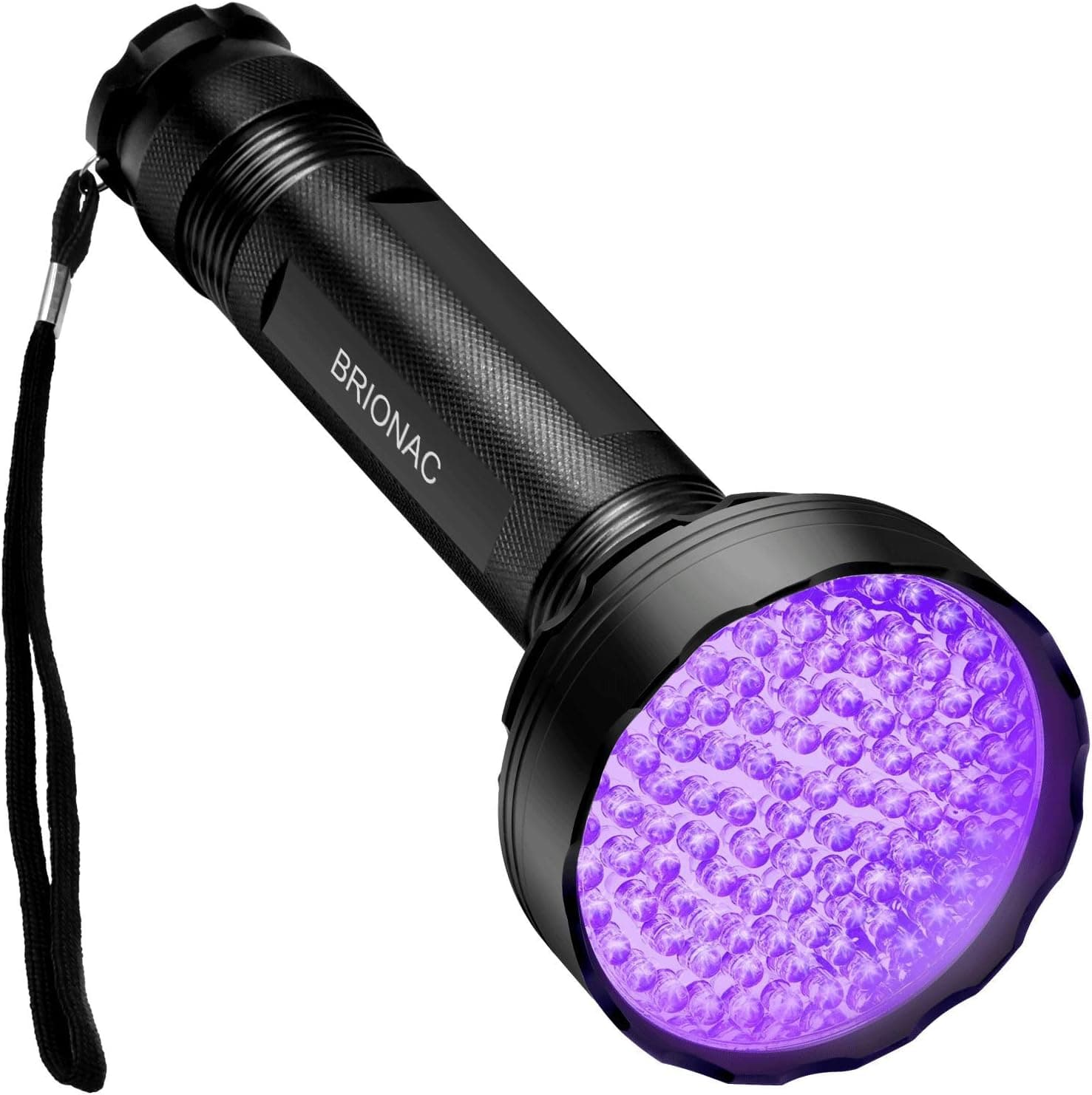 BRIONAC UV Black Light Flashlight, 100 LED 395nm Wavelength for Pet (Cat/Dog) Urine Detector, Dry Stains, Bed Bug and Scorpion with 6AA Batteries (Not Included), Matching with Pet Odor Eliminator