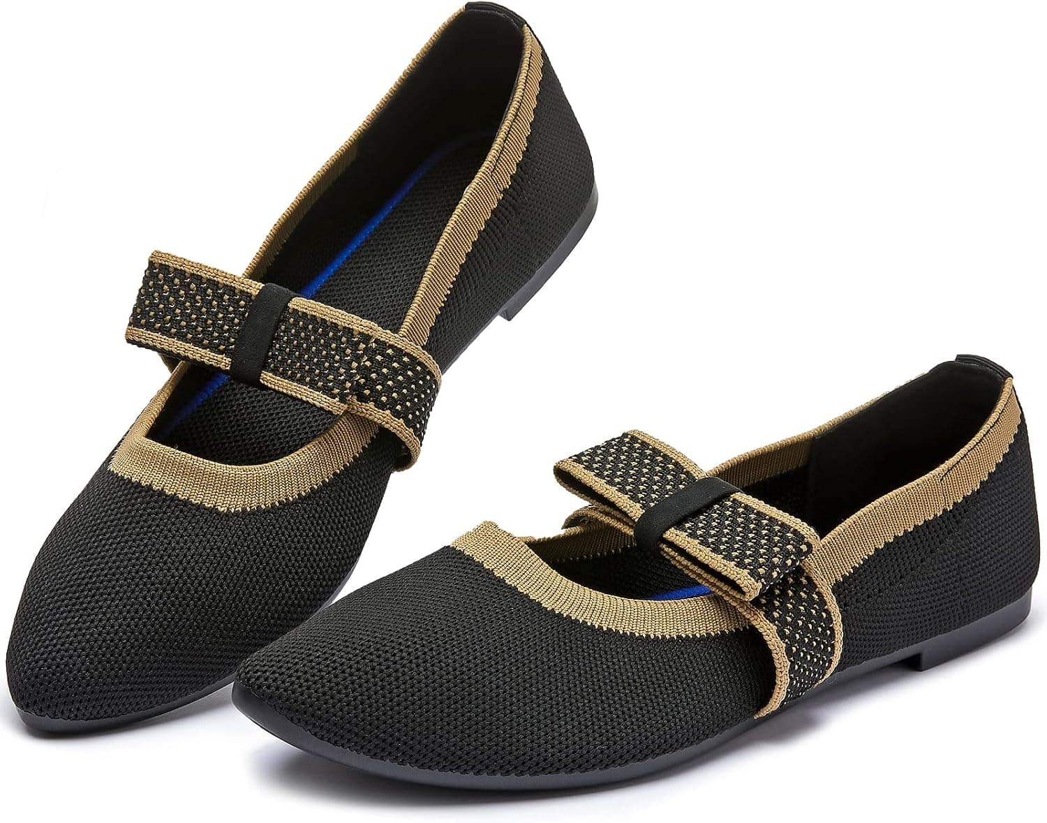 FINIWOR Women's Flats Shoes Black Ballet Flats for Women Mesh Dress Shoes Pointed Toe Comfortable Slip On Flats