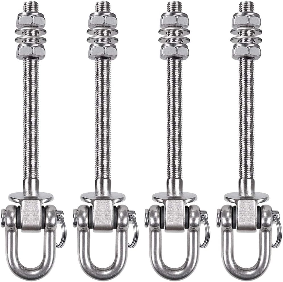 SELEWARE 4 Packs Stainless Steel Screw Swing Hangers, 1800Lbs Capacity, Heavy Duty Swing Hooks for Wood or Steel Beam Yoga Hammock Chair Punching Bag Porch Swing Sets