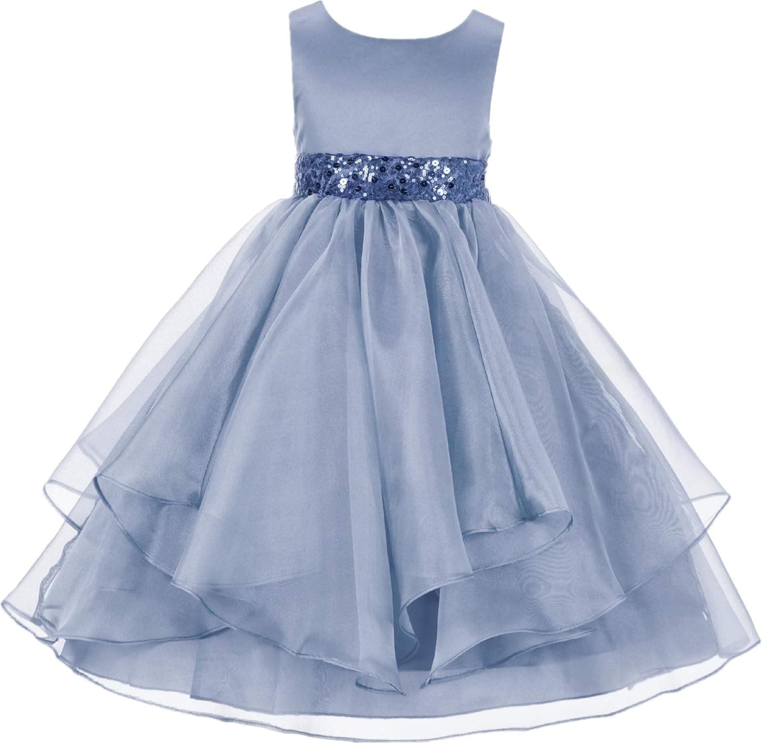 ekidsbridal Asymmetric Ruffled Organza Sequin Flower Girl Dress Toddler Girl Dresses
