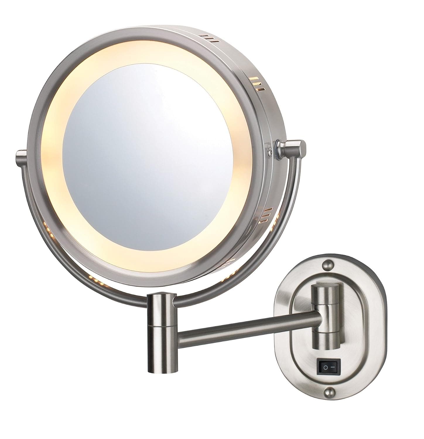 Jerdon HL165ND 5X-1X Lighted Wall Mount Direct Wire Mirror, Nickel