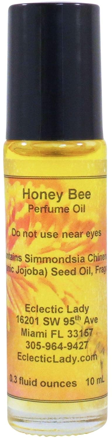 Honey Bee Perfume Oil, 0.3 Oz Portable Roll-On Fragrance with Long-Lasting Scent, Delightful Essential Oils and Jojoba Oil For Daily Use