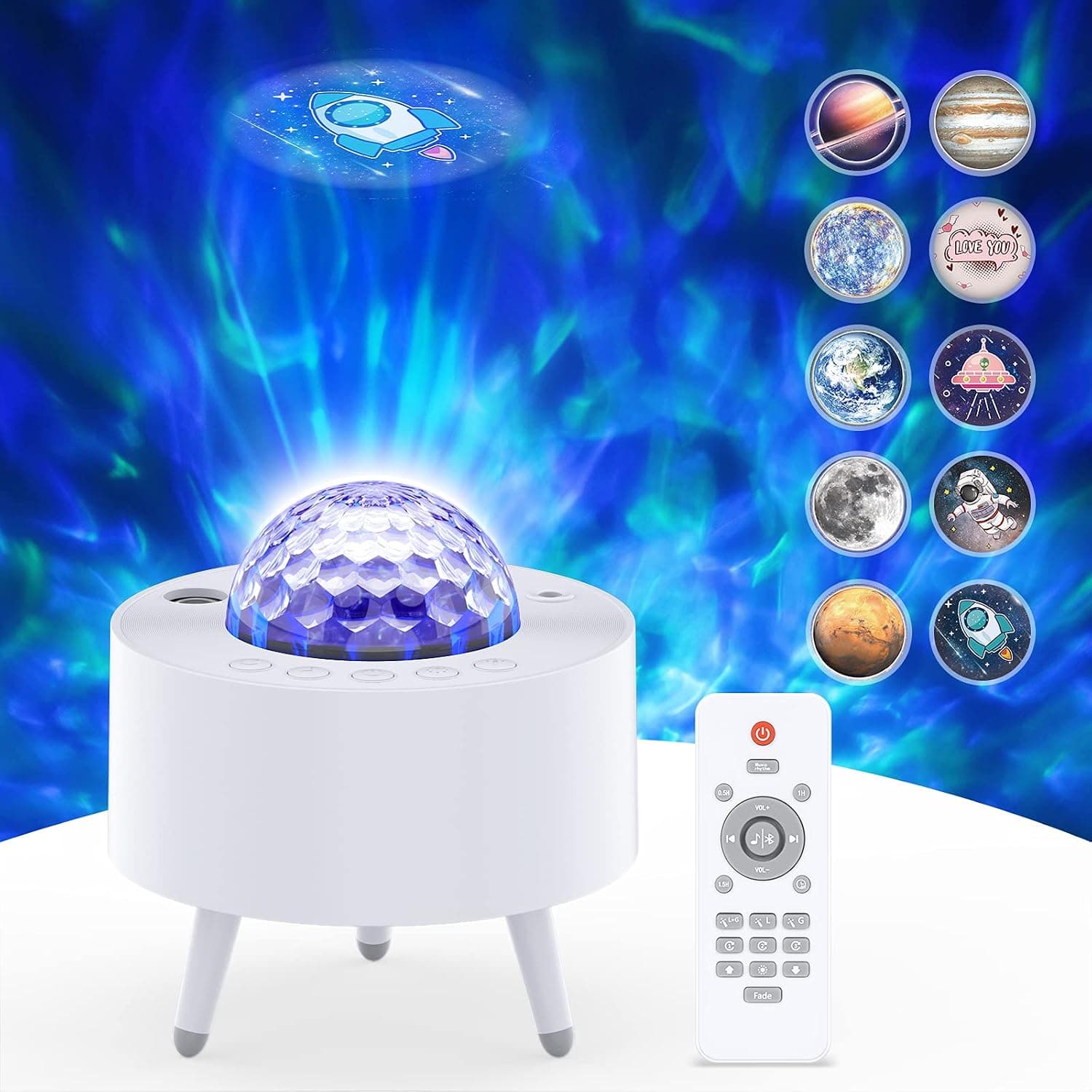 Galaxy Projector Lights for Bedroom Kids Starry Night Light with Bluetooth Music as a Valentines Day Gifts for Him/Her, White