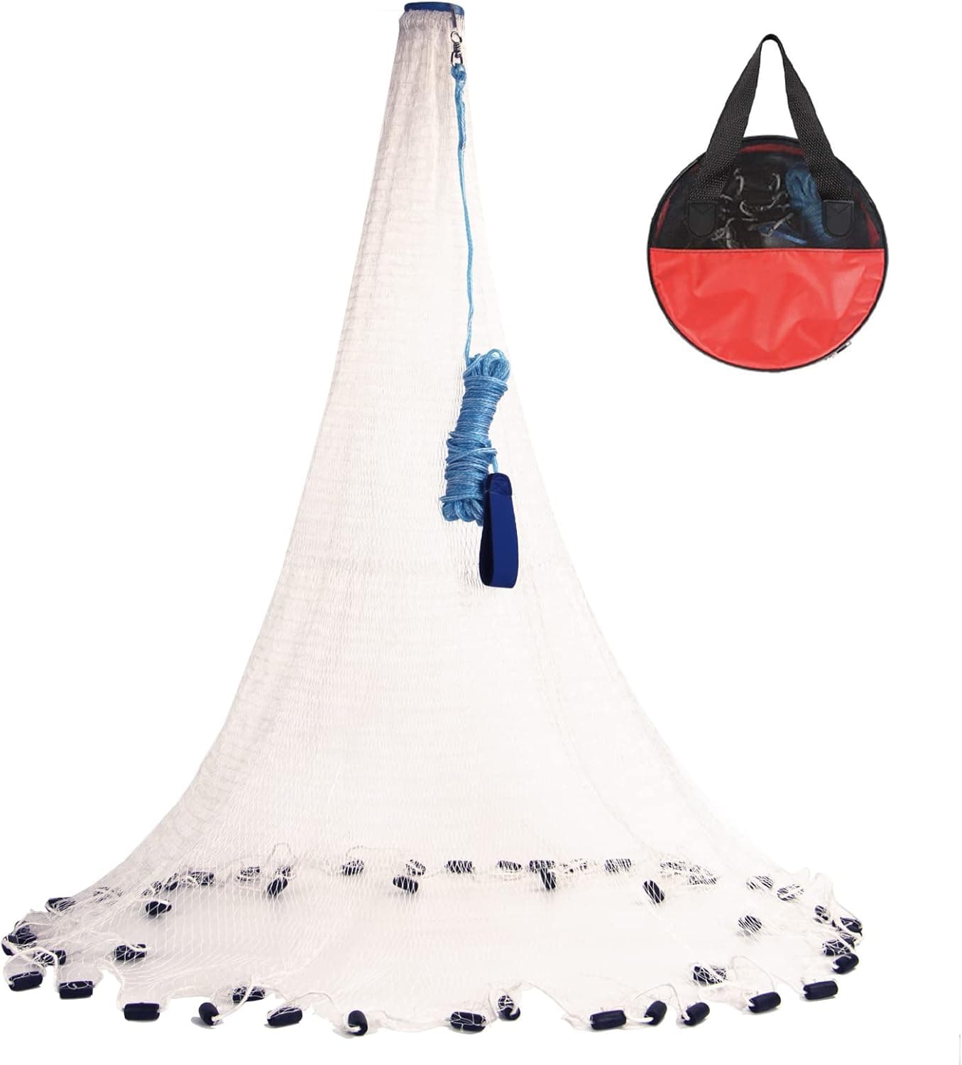 FunVZU Fishing Cast Net - Nylon Casting Throw Net 4ft/6ft/7ft/8ft - Heavy Duty Sinker Youth Cast Net for Fishing - Fish Throw Cast Net for Bait Fish