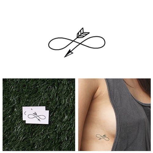 Tattify Arrow Infinity Sign Temporary Tattoo - Right Direction (Set of 2) - Other Styles Available - Fashionable Temporary Tattoos