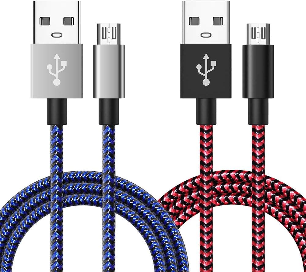 PS4 Controller Charger Charging Cable – 2 Pack 10FT Nylon Braided Micro USB 2.0 High Speed Data Sync Cord for Playstation 4, PS4 Slim/Pro, Xbox One S/X Controller, Android Phones